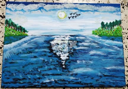 Amazing Acrylic water scenary canvas painting