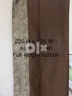 Brown Silk full length curtains with rod ( loop curtains )