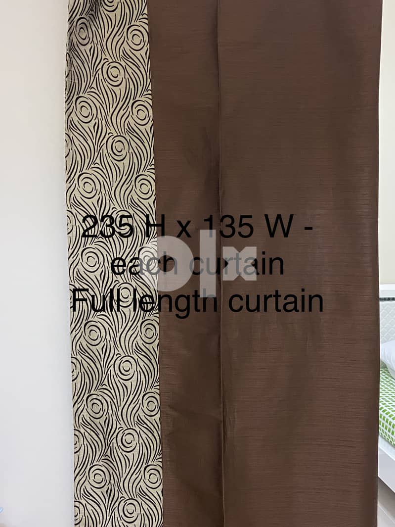 Brown Silk full length curtains with rod ( loop curtains ) 0