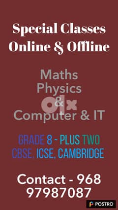 Classes -Maths,Science & IT