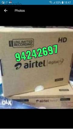 New Digital Airtel hd receiver with Six months full hd pak All indion