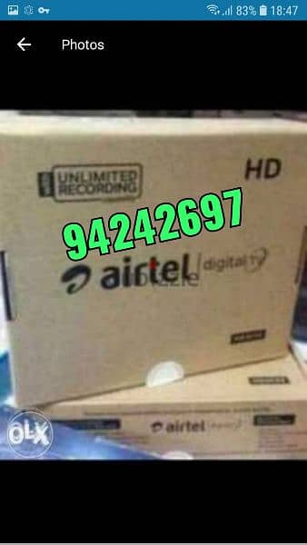 New Digital Airtel hd receiver with Six months all indion chanl work 0