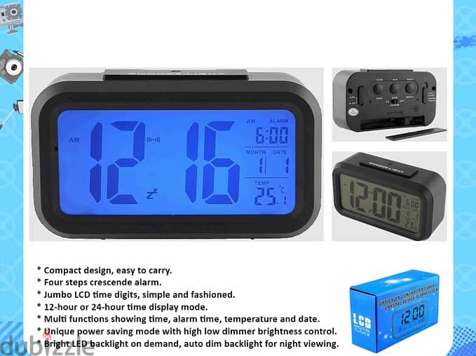 LCD Digital clock blue box LBB204 (Brand-New) 0