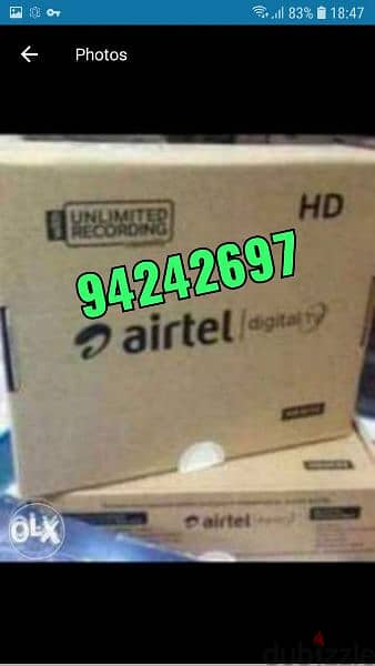 New Full HDD Airtel receiver with 6months malyalam tamil telgu kannada