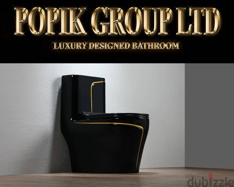 Black Luxury  Design model Gold  Toilet- WC rimless soft-close 0