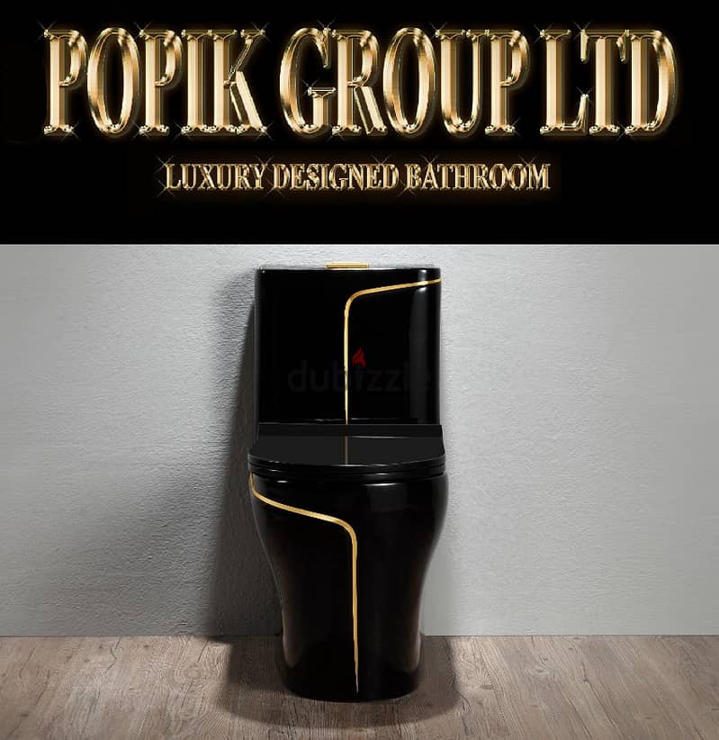 Black Luxury  Design model Gold  Toilet- WC rimless soft-close 1