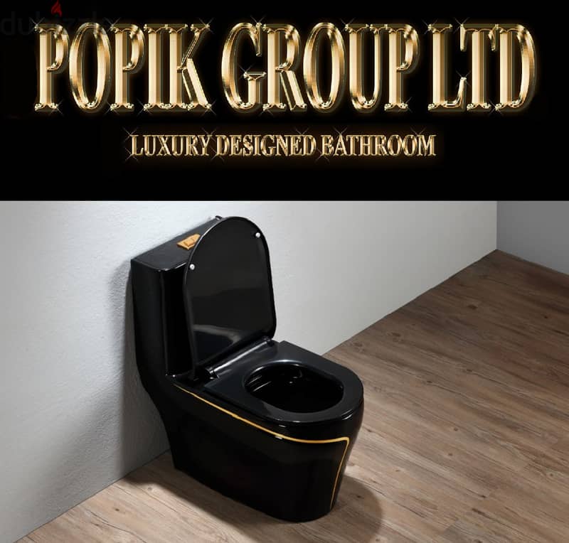 Black Luxury  Design model Gold  Toilet- WC rimless soft-close 2