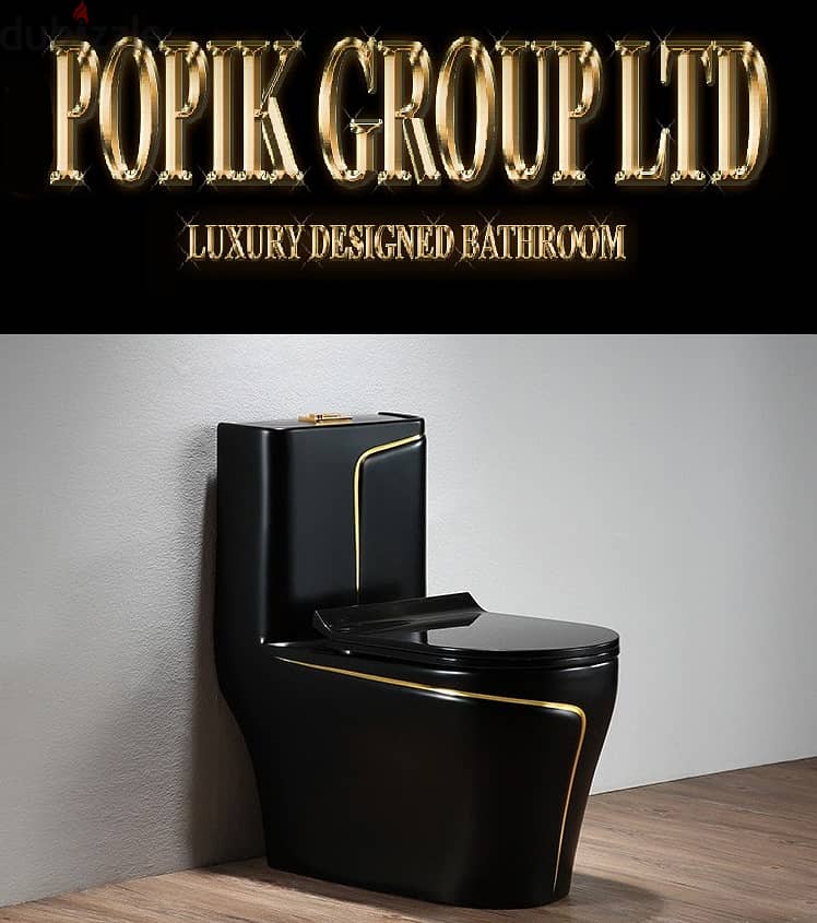 Black Luxury  Design model Gold  Toilet- WC rimless soft-close 3