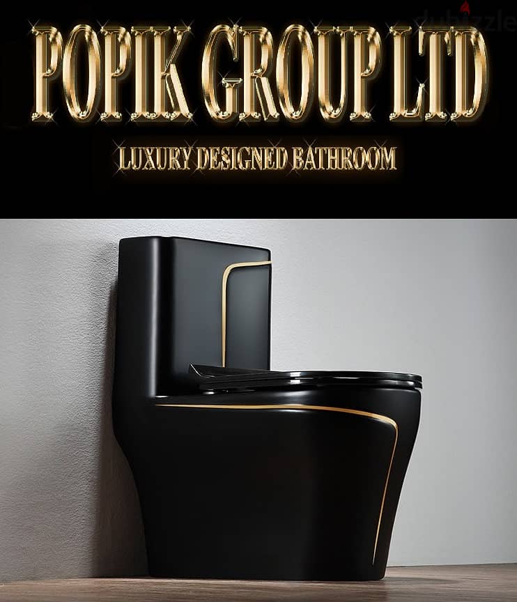 Black Luxury  Design model Gold  Toilet- WC rimless soft-close 4