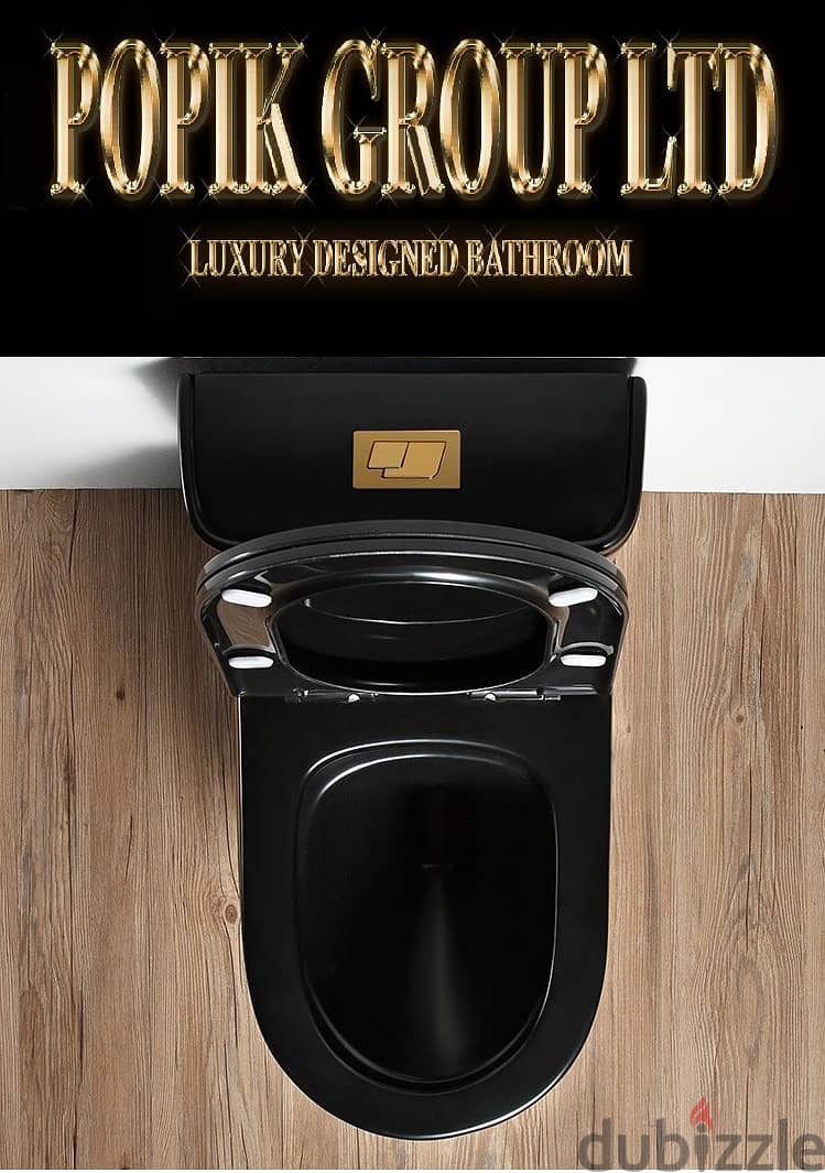 Black Luxury  Design model Gold  Toilet- WC rimless soft-close 6