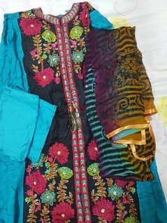 semi stitched churidar material with bottom and shawl 0