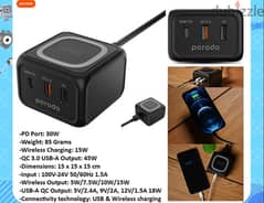 Pd-fwch005- bk porodo 3 port wireless charger 30w (Brand-New)