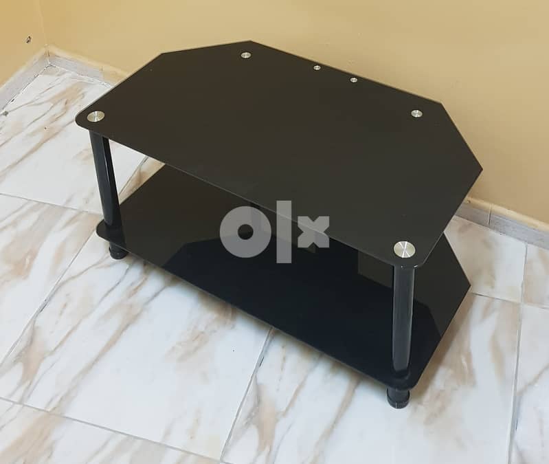 TV Glass Stand & White round table for sale 0