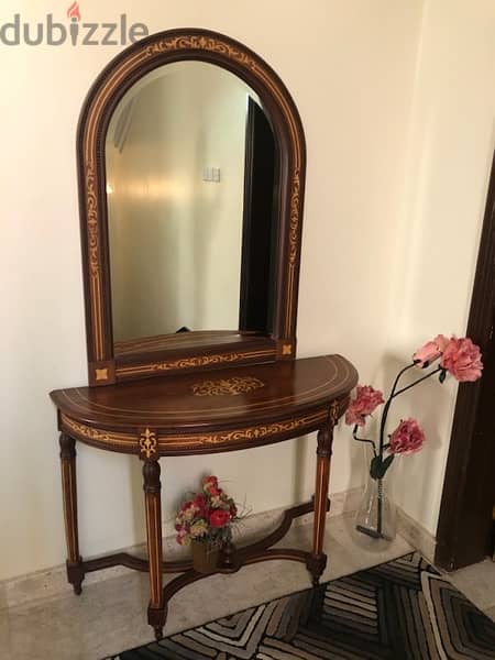 wooden console and mirror 1