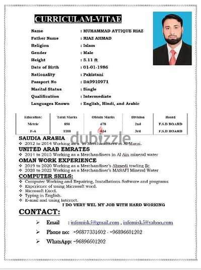 I Need Job with visa  Driving, Marchandiser, Sales