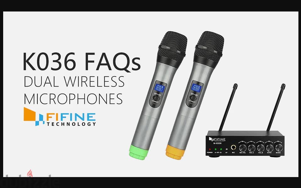 FIFINE K036 UHF DUAL CHANNEL WIRELESS HANDHELD MICROPHONE SYSTEM VOCAL 0