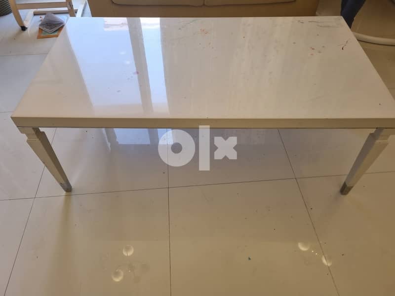 Home Centre white central table 130cmx70 cm 1