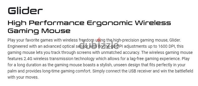 Glider High Performance Ergonomic Wireless Gaming Mouse l BrandNew l 2