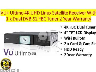 VU+ Ultimo 4K UHD Linux Satellite Receiver 1 x Dual DVB-S2 FBC Tuner 2