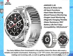 Swiss military smart watch dom - SM-WCH-DOM1-M-SIL (Brand-New)