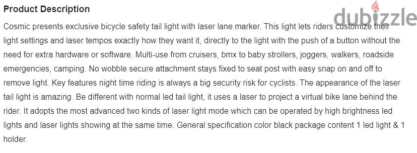 Bicycle Safety LED Tail Light For Sale  (Brand-New) 1
