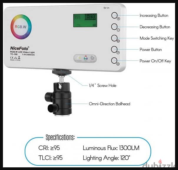 NiceFoto TC-168 Pocket LED RGB Light Portable Fill-in Video Lighting 3