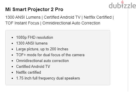 F-HD 1080p Global Version Xiaomi Mi Smart Projector 2 Pro (New-Stock) 4
