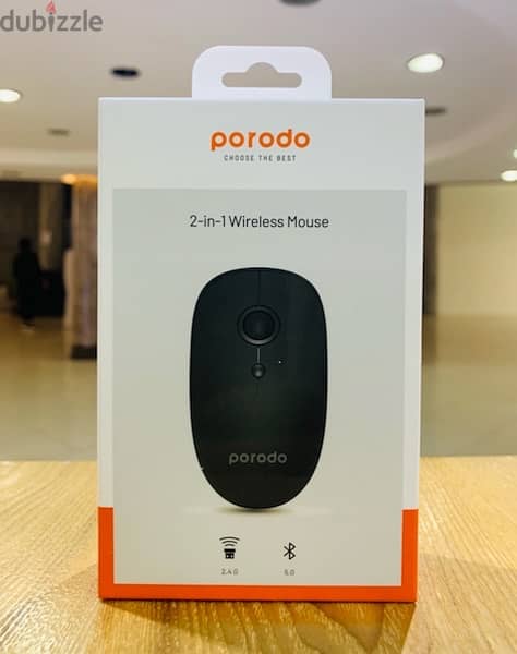 Porodo 2 in 1 Wireless Bluetooth Mouse 2.4GHz V5.0-Black With Warranty 1