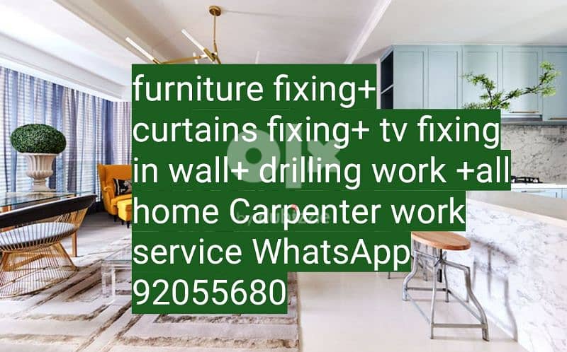 carpenter/furniture repair/curtains,tv fix in wall/drilling work/ikea 2
