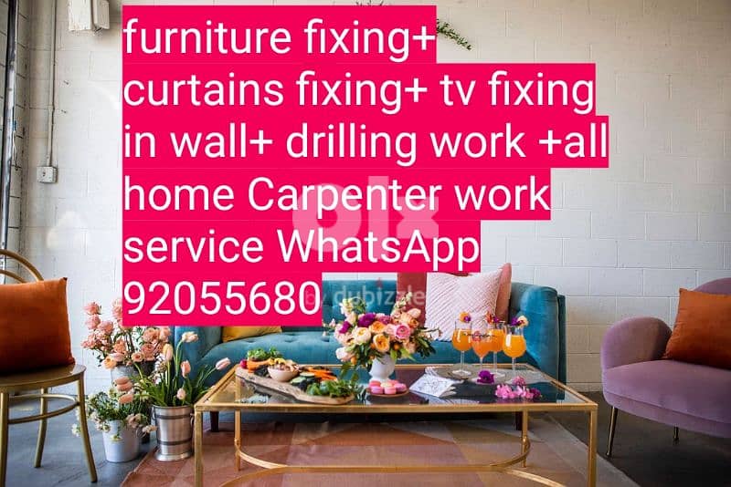 carpenter/furniture repair/curtains,tv fix in wall/drilling work/ikea 5