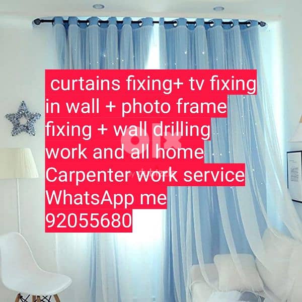 carpenter/furniture repair/curtains,tv fix in wall/drilling work/ikea 9