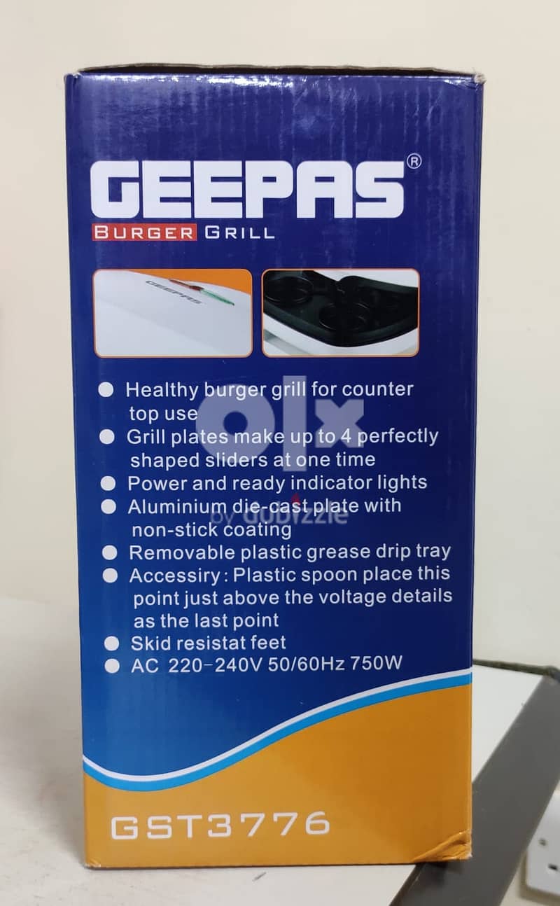 Geepas Burger Grill 4 pieces-Brand New 2