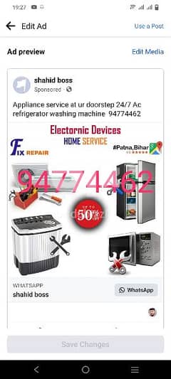 Refrigerator freezer & full Automatic Washing machines repairs.