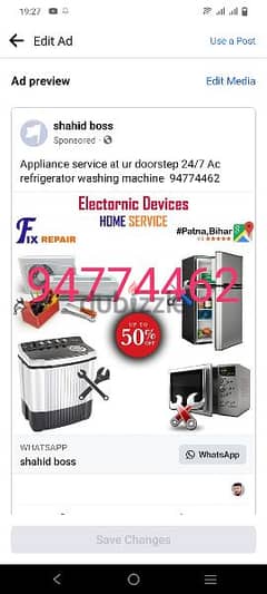 Refrigerator freezer & full Automatic Washing machines repairs.