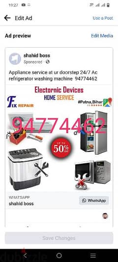 fully automatic washing machine and friged repairing and services