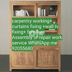 carpenter/furniture repair/door repair/curtains, tv fix in wall/