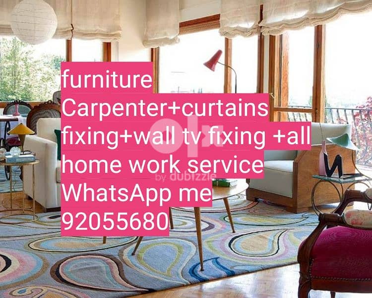 carpenter/furniture repair/door repair/curtains, tv fix in wall/ 3