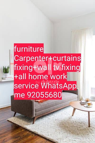 carpenter/furniture repair/door repair/curtains, tv fix in wall/ 5