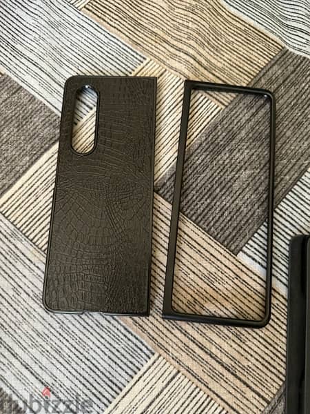 Z fold 3 case with leather texture 0