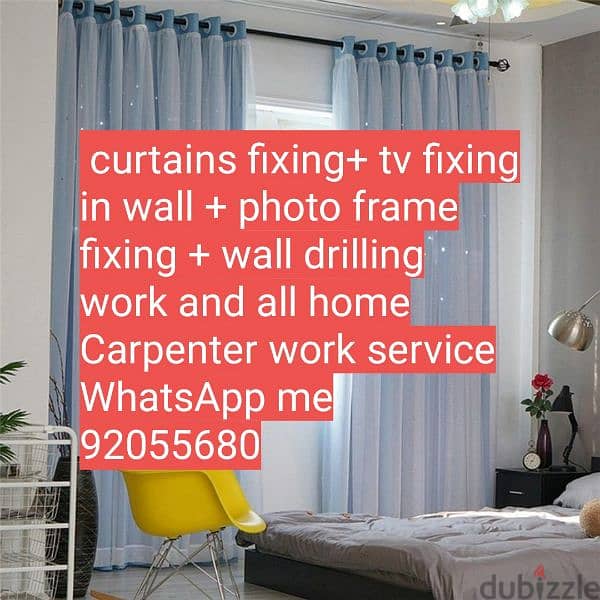 curtains fixing/tv fix wall/drilling for photo frame fixing/Carpenter 1