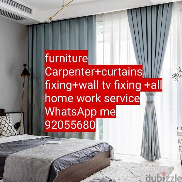 curtains, tv,photo frame fix in wall/drilling work/Carpenter working 0