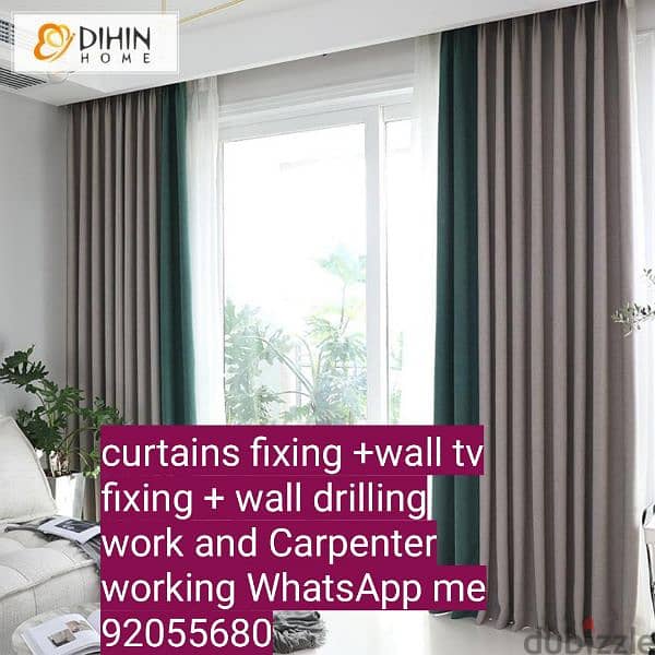 curtains, tv,photo frame fix in wall/drilling work/Carpenter working 3