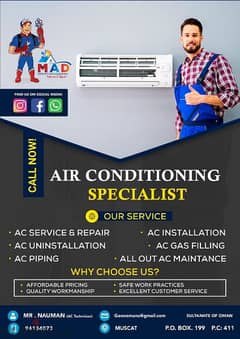 Air conditioner repair services Qurayyat Muscat