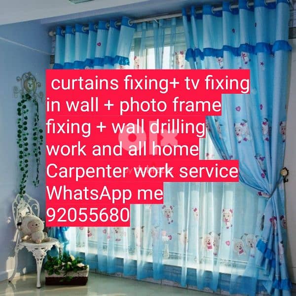 curtains,tv,photo fix in wall/drilling work/Carpenter/furniture fix 2