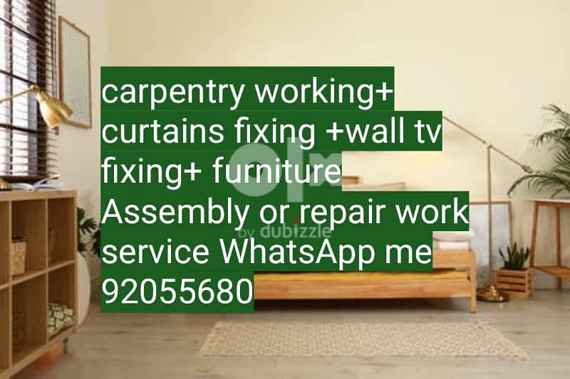 carpenter/furniture fix repair/shifthing/curtains, tv fixing in wall/ 2