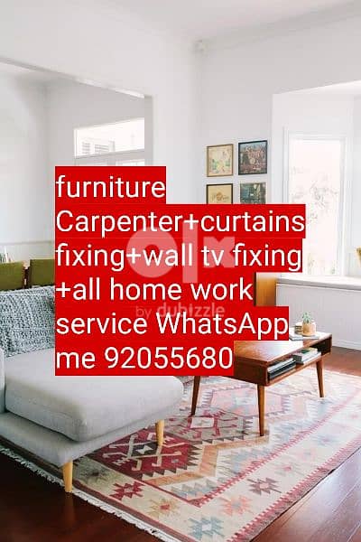 carpenter/furniture fix repair/shifthing/curtains, tv fixing in wall/ 5