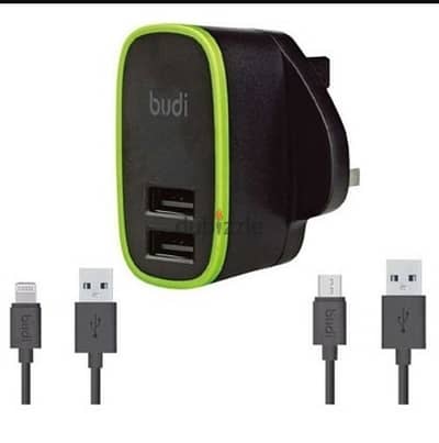 Budi 056U Wall Charger 2USB & Lightning + Micro Cable (Brand-New-Stock