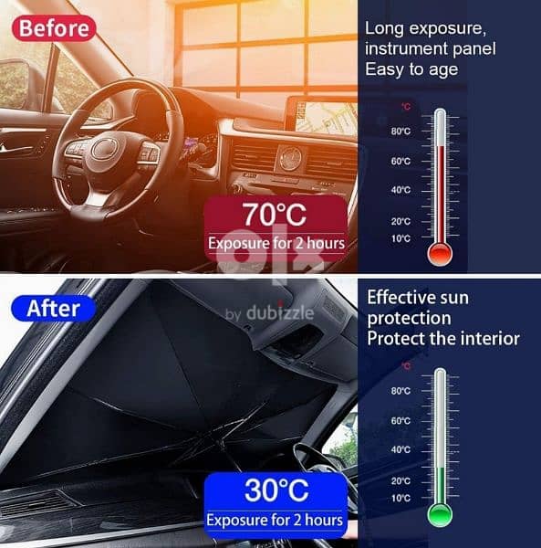 Car foldable sunshade umbrella مظلة أو شمسية للسيارة بتصميم قابل للطي 5