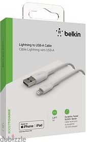 Belkin Boost charge lightning to USB-A Cable WHITE - 1M (Box Packed) 0