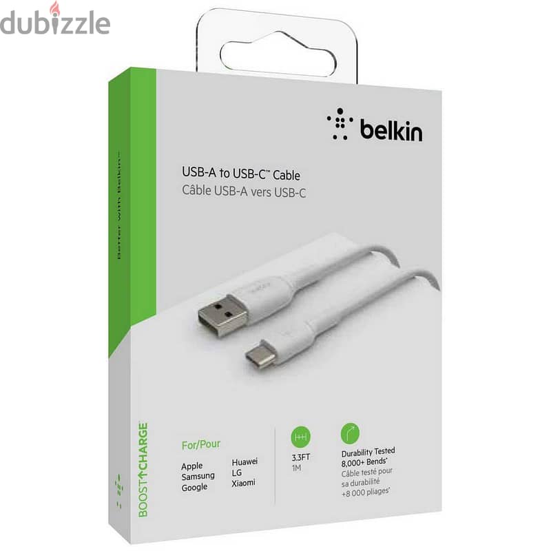 Belkin Boost charge USB-A to USB-C WHITE 1M Cable (Box-Pack) 1